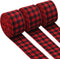 3 Rolls Buffalo Plaid Burlap Wired Ribbon, 2.4 Inches for Big Bow Wreath Decoration