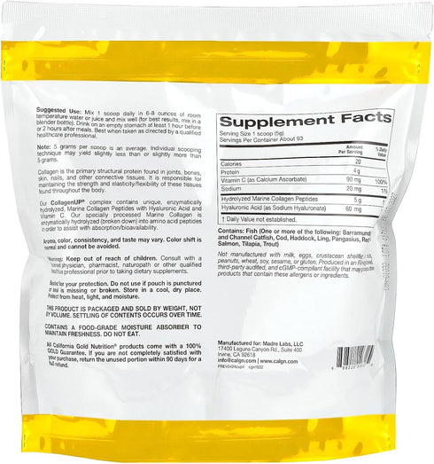 Collagen Peptides Powder with Hyaluronic Acid for Healthy Hair, Skin, Nails, Joints, Bones, Non-GMO, 16.37 oz