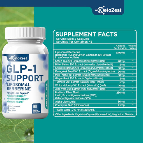 KetoZest GLP-1 15-in-1 GLP1 Support Weight Loss Supplement - Support for Weight Management Appetite Suppressant Fat