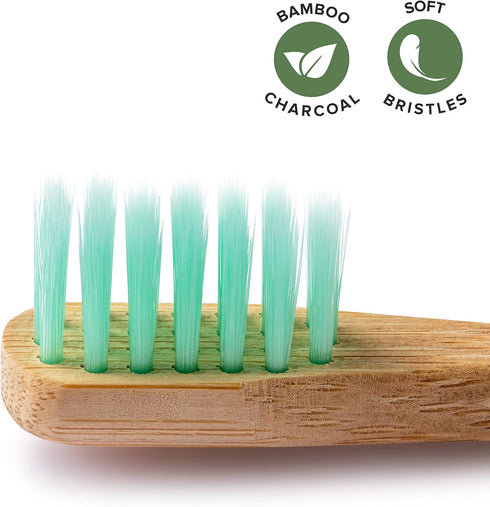 GREENZLA Kids Bamboo Toothbrushes (6 Pack), BPA Free Soft Bristles, Eco-Friendly Natural Toothbrush Set, Biodegradable