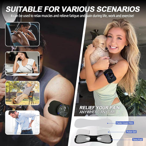 TADOUNE Intelligent Wireless TENS Unit Muscle Stimulator TENS & EMS Device, Electronic Pulse Rechargeable Deep Tissue