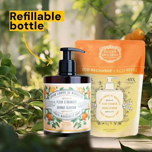 Panier des Sens Moisturizing Hand Soap - Orange Blossom Gourmand Fragrance, Refillable Kitchen & Bathroom Soap