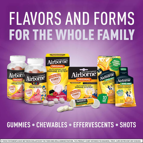 Airborne Elderberry + Zinc & Vitamin C Effervescent Tablets - 20 Fizzy Drink Tablets for Immune Support