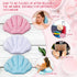 Jetec 3 Pieces Inflatable Bath Pillow with Suction Cups, Soft Terry Cloth Covered Shell Shape Bathtub Spa Pillow for