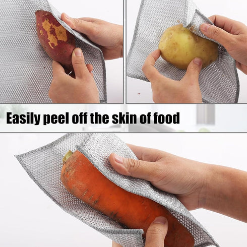 Dishcloth Pot Scrubber, Non Scratch Metal Wire Dishwashing Rags for Wet and Dry, Reusable Cleaning Pads for Kitchen