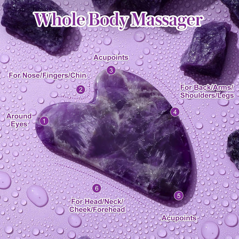 rosenice Gua Sha Facial Tools - Natural Scraping Massage Tool for Skincare Routine, Purple