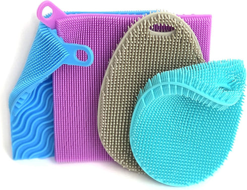Silicone Sponges for Dishes - 4 Pack Dual-Sided Dish Scrubber & Sponge, Food Grade, BPA Free