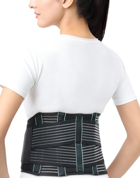 TYNOR Back Support Belt, Adjustable Lumbar Brace for Lower Back Pain, Herniated Disc, Scoliosis (Medium, Premium Black)