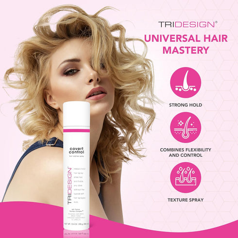 TRI Design Covert Control Hairspray 10.5 Oz | Aerosol Strong Hold Hairspray for Women & Men | Fast-Drying Hair Setting