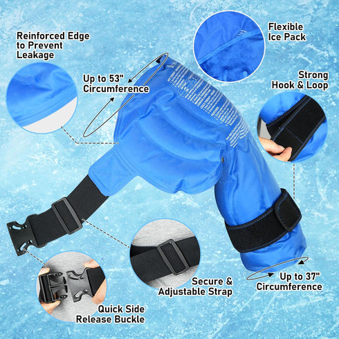 Shoulder Ice Pack Wrap - Larger Rotator Cuff Cold Therapy Support Brace for Pain Relief, Reusable Gel Compress