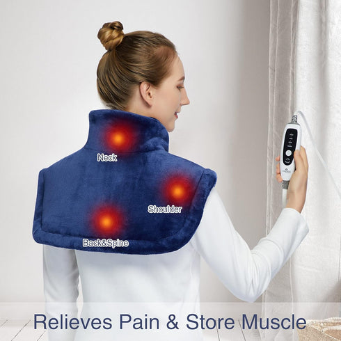 CAROMIO Weighted Heating Pad for Neck and Shoulders, Large Electric Fast Heating Pad for Pain Relief