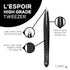 L’espoir High Precision Slant Tweezers, Rust-Free Stainless Steel, Perfect Alignment for Daily Beauty Routine - Black
