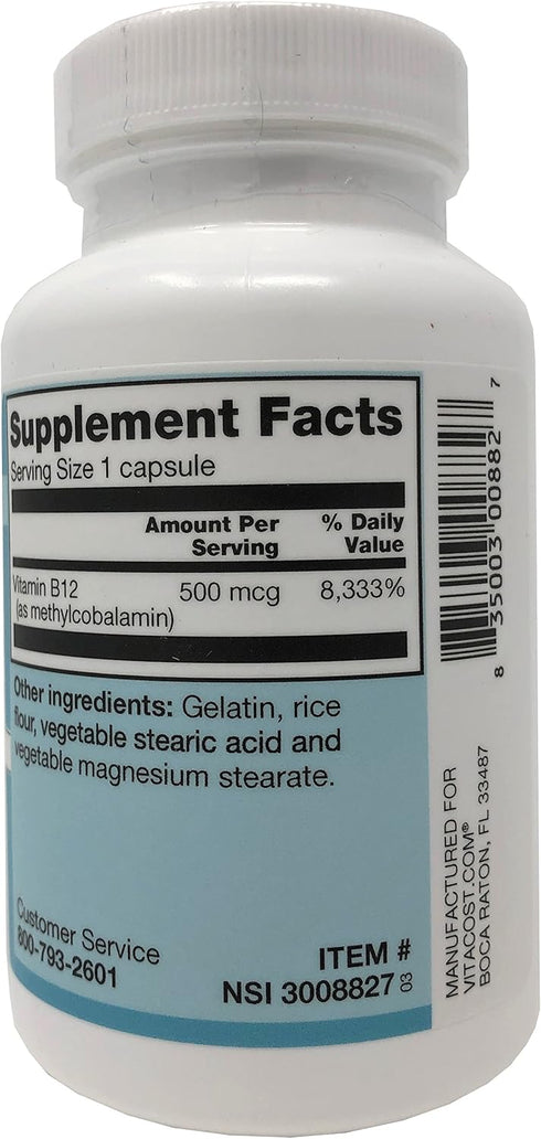 Vitacost Vitamin B-12 Methylcobalamin - 500 mcg - 300 Capsules