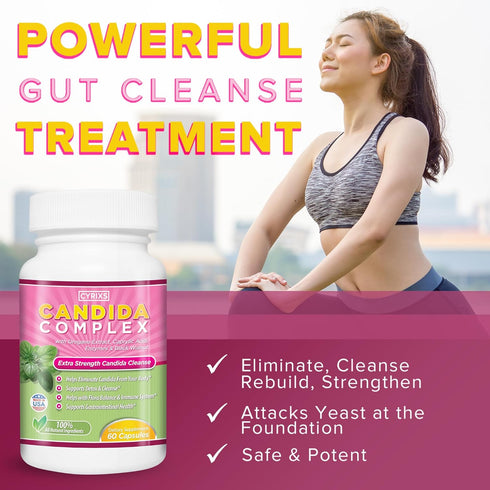 Candida Complex | All Natural Gut Cleanse with Herbs, Antifungals, Enzymes and Probiotics | Boost Your Immune System