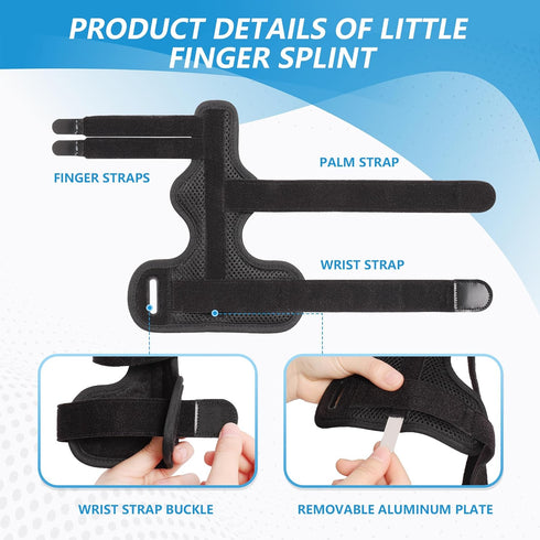 Pinky Finger Splint, Finger Splint for Broken Finger, Trigger Finger, Metacarpal Splint Hand Brace for Tendonitis Pain