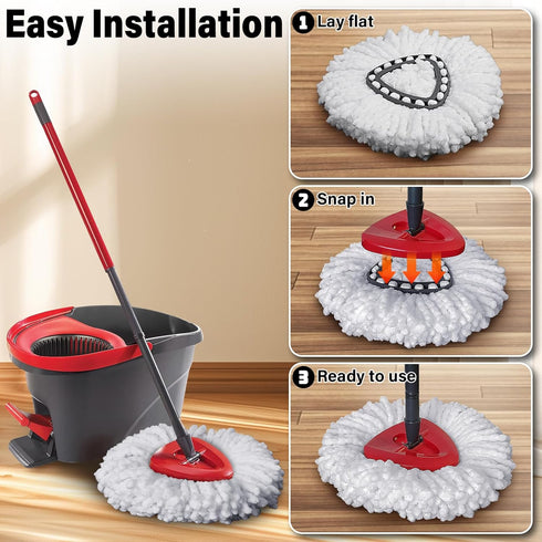O Cedar Mop Replacement Heads, Easy Wring Spin Mop Heads, 6 Pack, Machine Washable, Easy to Clean and Replace