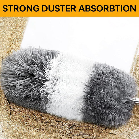 7Pcs Microfiber Duster with Extension Pole Up to 100 Inches, Machine Washable Ceiling Fan Cleaner for Cobwebs