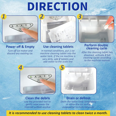 STREALE 24 Countertop Commercial Ice Machine Cleaner Maker and Descaler - Ice Maker Cleaner Tablets Compatible with All