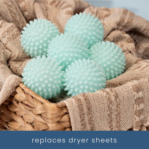 S&T INC. Reusable Plastic Dryer Balls - Fabric Softener for Laundry, Blue, 2.5 in, 6 Pack