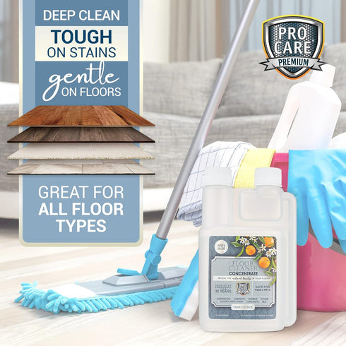 ProCare Citrus Floor Cleaner Concentrate, 8oz - Made in USA, for Vinyl, Wood, Tile, Stone & Laminate