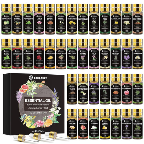 Essential Oils Set 40 Pcs, Perfect for Diffuser, Humidifier, Massage, Soap, Candle