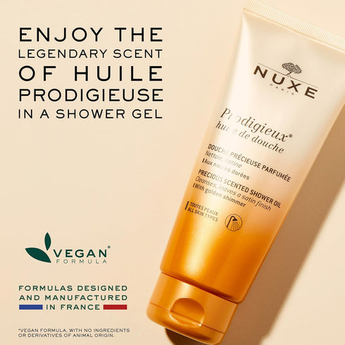 Nuxe Prodigieux Vegan Body Wash, Luxurious Scented & Moisturizing Cleanser, Made in France, 6.7 Fl Oz