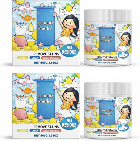 ZANSHI 2 PCS Oxygen Laundry Powder,Hyper Concentrated Strong Stain Remover Powder,for Everyday Fabrics,Stain