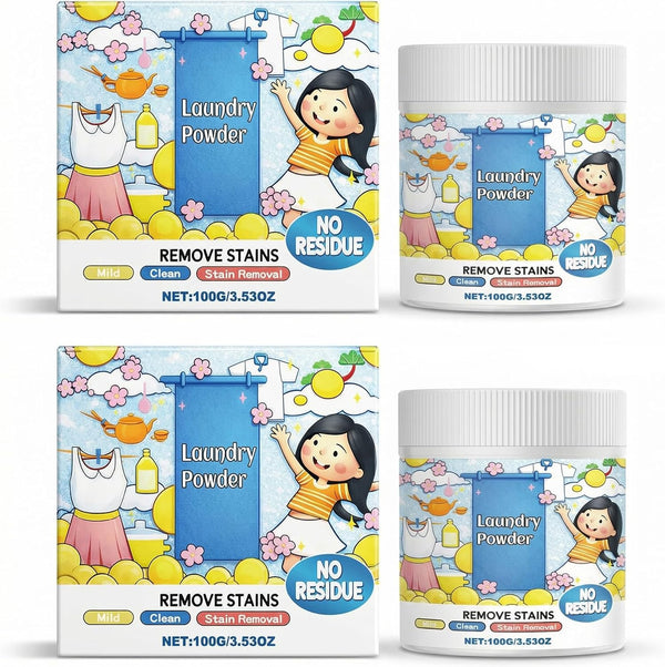 ZANSHI 2 PCS Oxygen Laundry Powder,Hyper Concentrated Strong Stain Remover Powder,for Everyday Fabrics,Stain