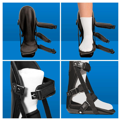 Brace On Adjustable Night Splint for Plantar Fasciitis and Foot Pain Relief, Medium, Black