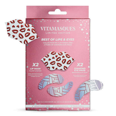 Best of Eyes & Lips Set Vitamasques Under Eye Patches & Lip Mask Sheets - Eye Patches for Puffy Eyes, Under Eye Masks