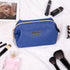 Vegan Leather Waterproof Travel Cosmetic Bag by Angelina's Palace, Toiletry Organizer Makeup Pouches (Dark Chambray)