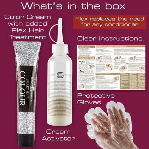 Smart Beauty Plum Hair Dye - Permanent Cream Form with Plex Anti-breakage Technology for Light to Mid-dark Brown Hair