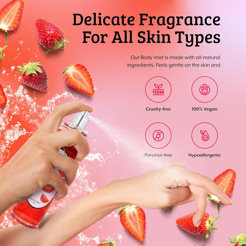 Luxurious Scented Strawberry Fragrance Body Mist, 8 oz Gift for Women