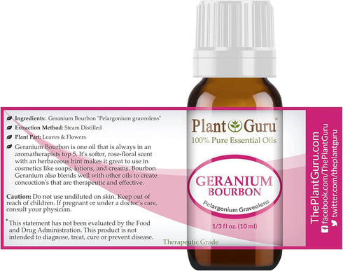 Geranium Bourbon Essential Oil 10 ml 100% Pure Undiluted Therapeutic Grade.