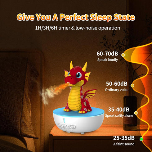 LUCYLANKER 200ML 10 Aromatherapy Dragon Humidifier, Essential Oil Diffuser with Remote & Timer, White Noise Machine
