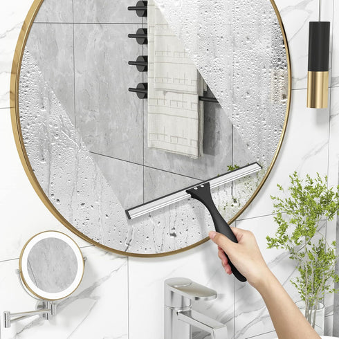 AmazerBath 10 Inch Shower Squeegee for Glass Doors - All-Purpose Squeegee with Hook for Windows, Mirrors, Tiles, Car