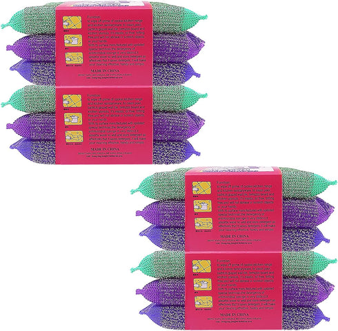 12 PCS Steel Dish Kitchen Sponge Scrubber, Heavy Duty for Dishwashing and Cleaning Pots and Pans