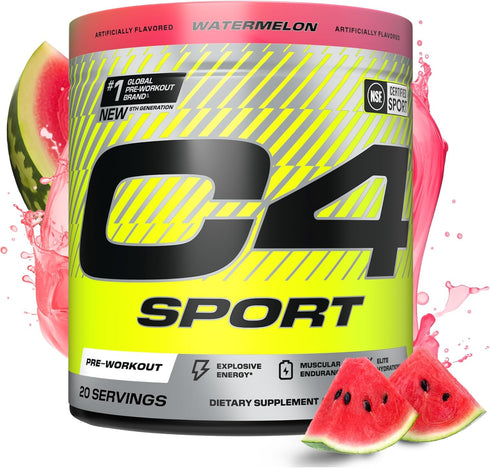 Cellucor C4 Sport Pre Workout Powder, Watermelon Flavor, 20 Servings, 200mg Caffeine + Creatine