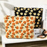 2 Pieces Orange Black Flower Makeup Bag Large Corduroy Cosmetic Bag Capacity Canvas Travel Toiletry Bag Organizer Cute Makeup Brushes Aesthetic Accessories Storage Bag for Women