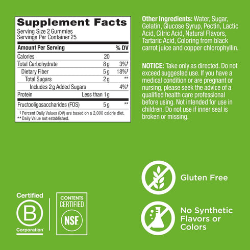 OLLY Fiber Gummy Rings, 5g Prebiotic Fiber, Digestive Support, FOS, Berry Melon, 50ct