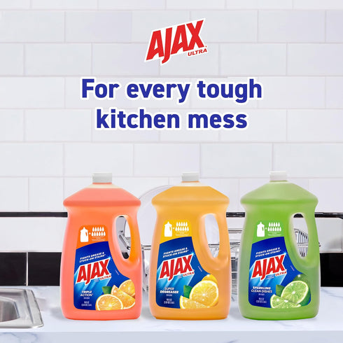 Ajax Ultra Dishwashing Liquid Refill, Vinegar and Lime Scent, 90 fluid ounce