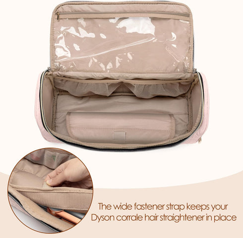 Yarwo Travel Bag Compatible with Dyson Airstrait/Corrale Straightener and Hair Accessories, Portable Flat Iron Storage Case Box Organizer for Hot Hair Styling Tools and Attachments, Dusty Rose