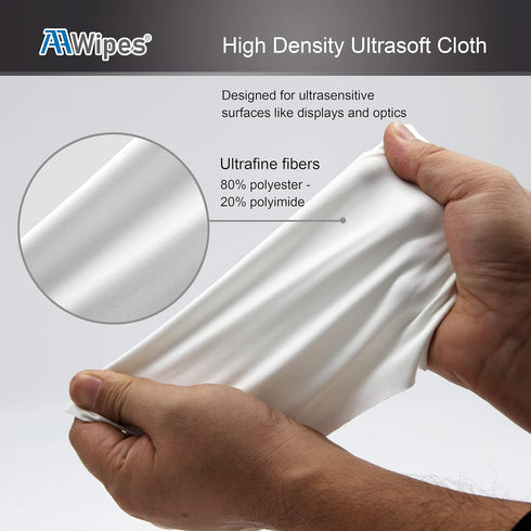 AAwipes Knitted Microfiber Cleanroom Wipers - 9"x9" Bag of 100 Pcs, Lint Free Cloths for Fiber Optics