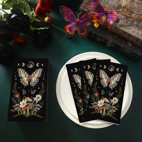 Zhanmai 200 2 Pcs Butterfly Mushroom Guest Napkins Ply Disposable Vintage Guest Paper Towels Butterfly Mushroom