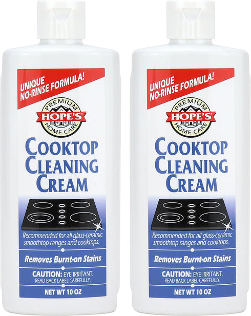 HOPE'S Cooktop Cleaning Cream, Fast Acting No-Rinse Cleaner for Glass Top Stoves, 8 Fl Oz, Pack of 2