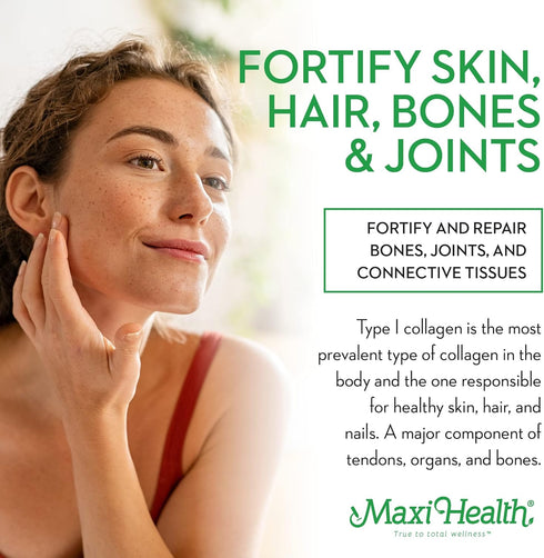 Maxi Health Collagen Peptides Powder, Type I Unflavored Marine Powder Collagen for Joints, Skin, Hair & Nails (5.46 oz)