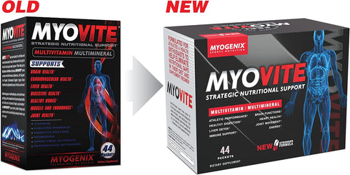 Myogenix Myovite Multivitamins for Athletes, High Performance Daily Vitamins, 44 Packets/Box