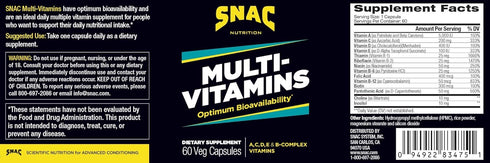 SNAC Multi-Vitamins Daily Supplement with Optimum Bio-Availability, 60 Capsules