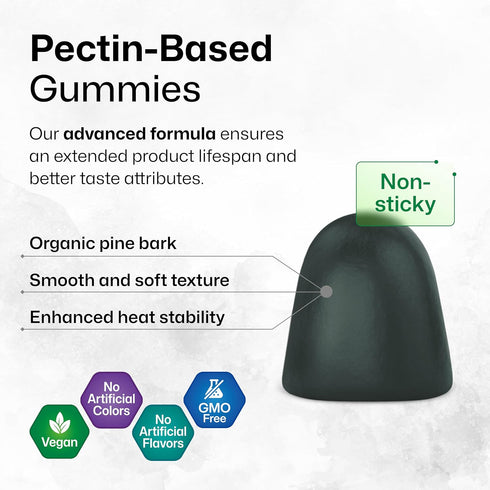 Pine Bark Extract Gummies - 300 mg French Maritime Pine Bark Extract, 60 Vegan Pectin-Based Chews, Antioxidant