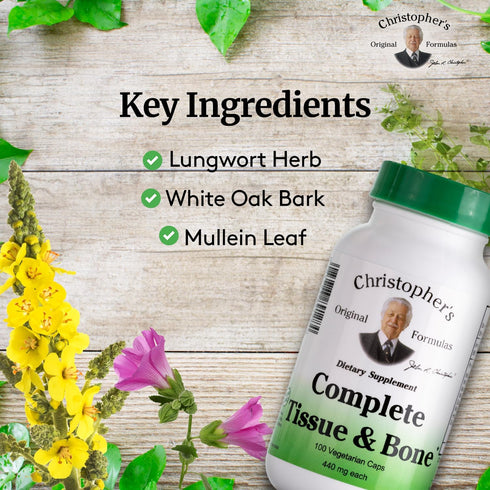 Christopher's Original Formulas Complete Tissue & Bone Formula - 100 VCaps, Herbal Support for Bones